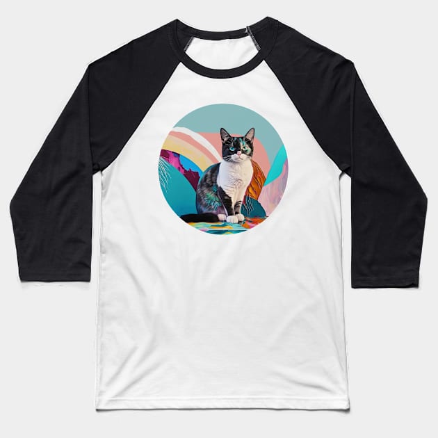 Playful Warrior Cat Designs for Feline Lovers Baseball T-Shirt by laverdeden